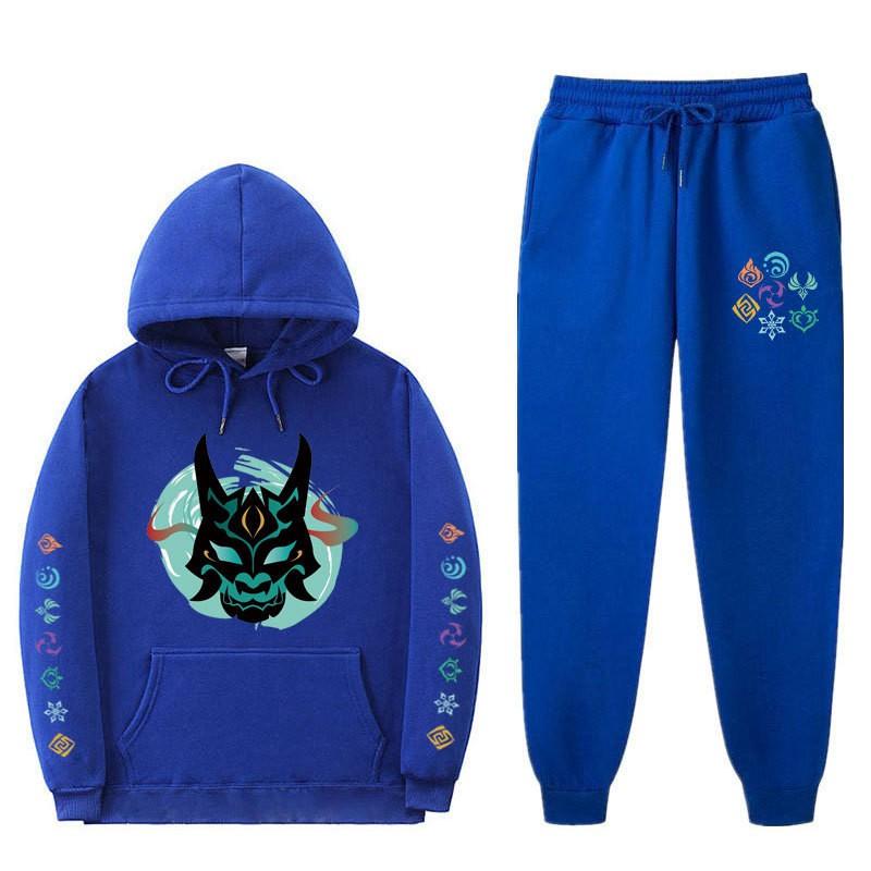 Mens Casual Hooded Sweatshirt Set With Slim Fit Jogger Pants Daily Wear Light Exercise