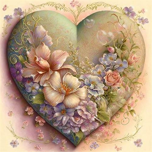 Diy Diamond Painting Heart Flower Home Decor Full Square Round Embroidery Mosaic Fantasy Landscape Wall Art