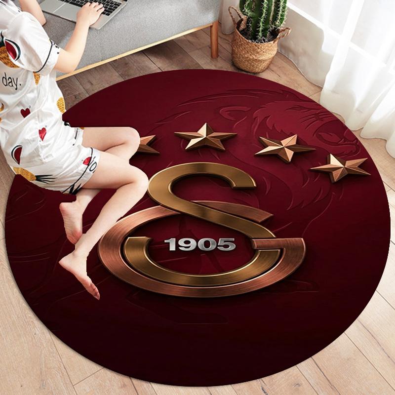 Galatasaray S Round Area Rug,Carpet Rug for Living Room Bedroom Sofa Playroom Decor,Non-slip Floor Mat