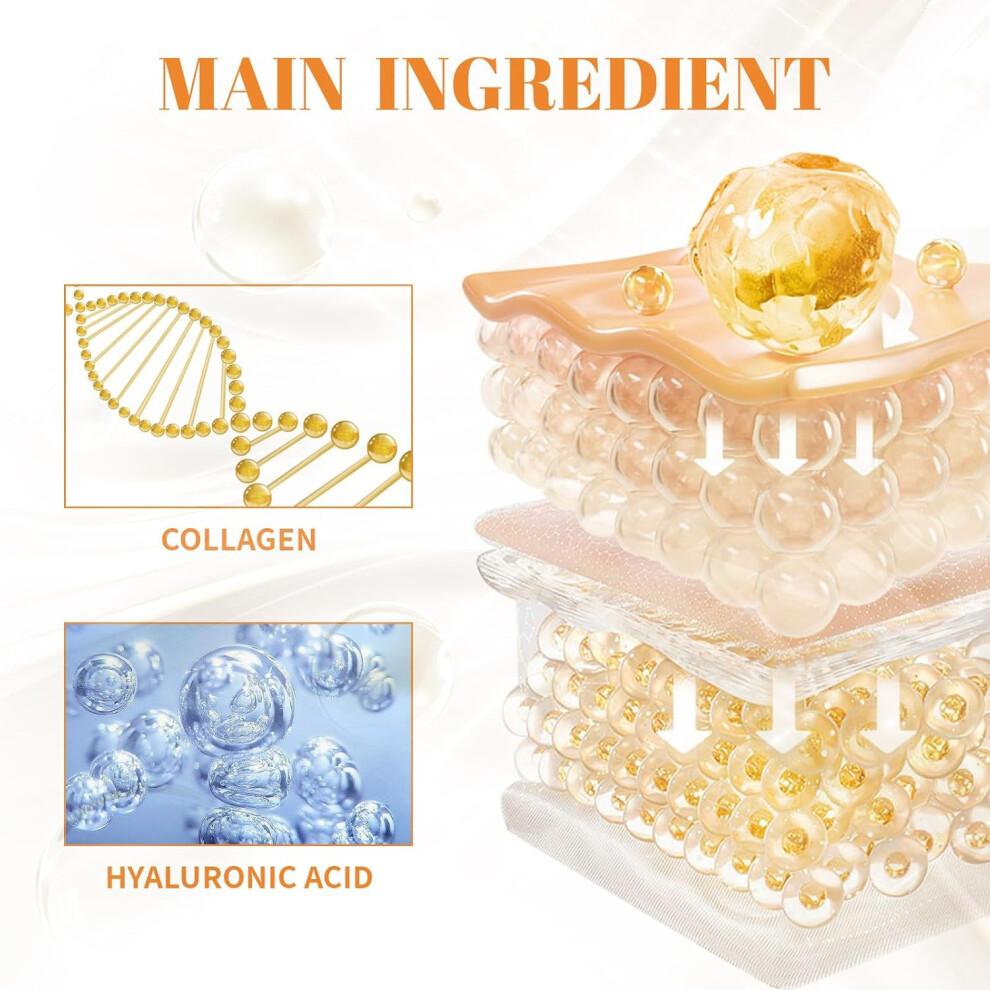 Nanofaser Kollagen Gesichts Revitalizer, Feuchtigkeitsspendende Augenmaske & Kollagenfilm für feine Linien, Koreanisches lösliches Kollagen, 8 Schachteln/40 Paar
