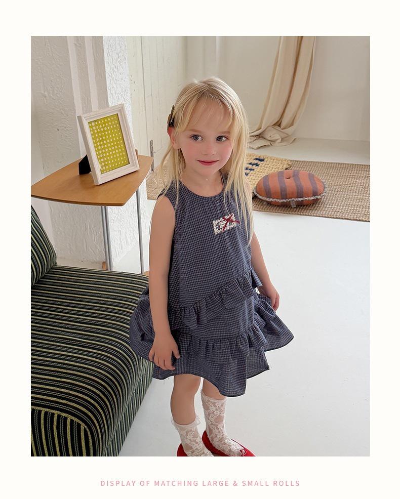 Large 26 - Girls' Preppy Style Sleeveless Layered Cake Dress for Summer - 710595