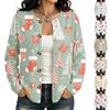 Cardigan Maglione Natalizio Stampato a Maniche Lunghe da Donna Cappotto Moda Invernale