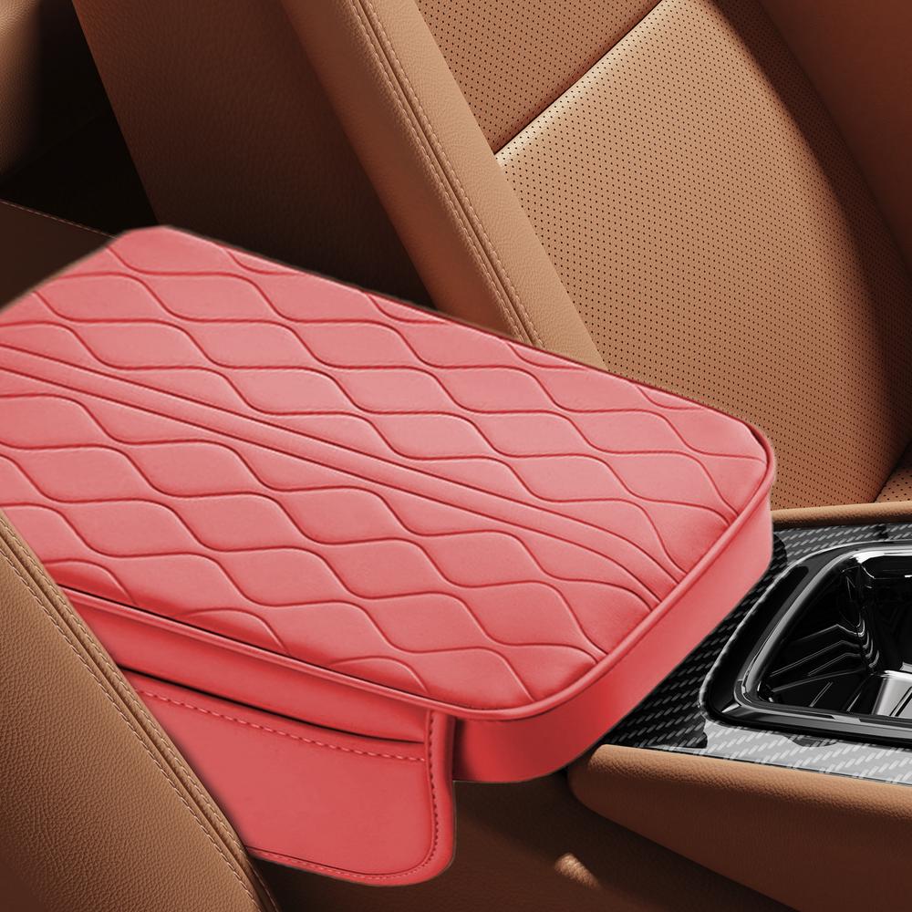 Leather Car Armrest Mat Uiversal Interior Auto Armrests Storage Box Mats Dust-proof Cushion Cover Armrest Protector W/Organizer