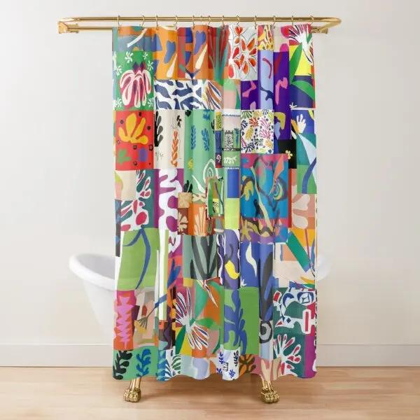 Abstract Matisse Flower Art Shower Curtain Modern Geometric Simple Aesthetic Pastel Boho Trendy Bathroom Curtain Decor with Hook