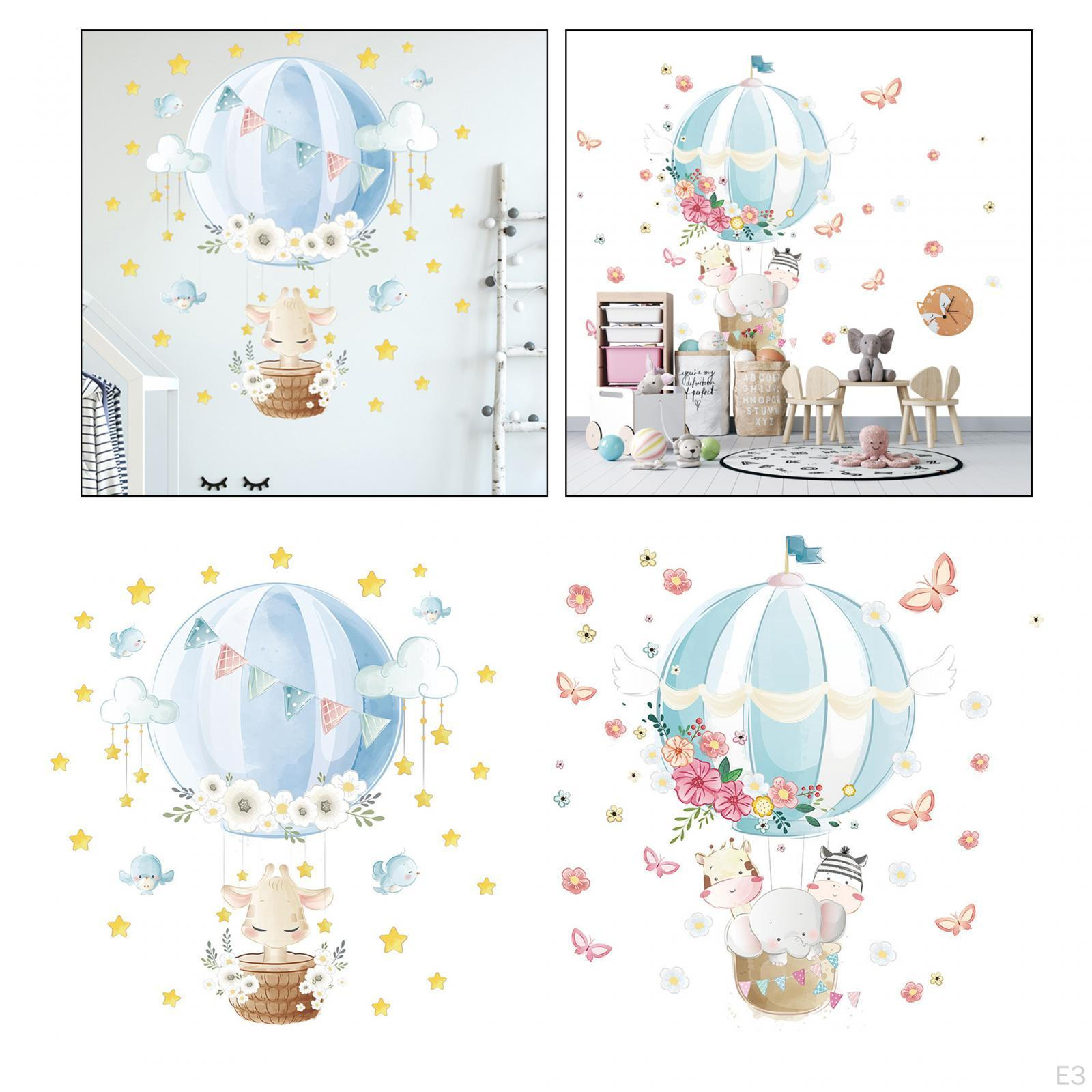 Очаровательные наклейки на стену с изображением животных на воздушном шаре для декора — фото 5