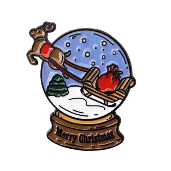 Christmas Santa Claus Brooch, Cartoon Xmas Tree Bell Stocking Gift Bag Enamel Pin, Badge Pin for Clothes Bag Hat Scarf Suit