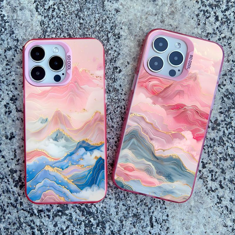 Durchscheinendes Rosa Wolkenmeer Laser Handyhülle Für iPhone 11 12 15 Pro Max 13 Mini 16 14 13 Pro Max Plus Stoßfeste Rückseite Fundas