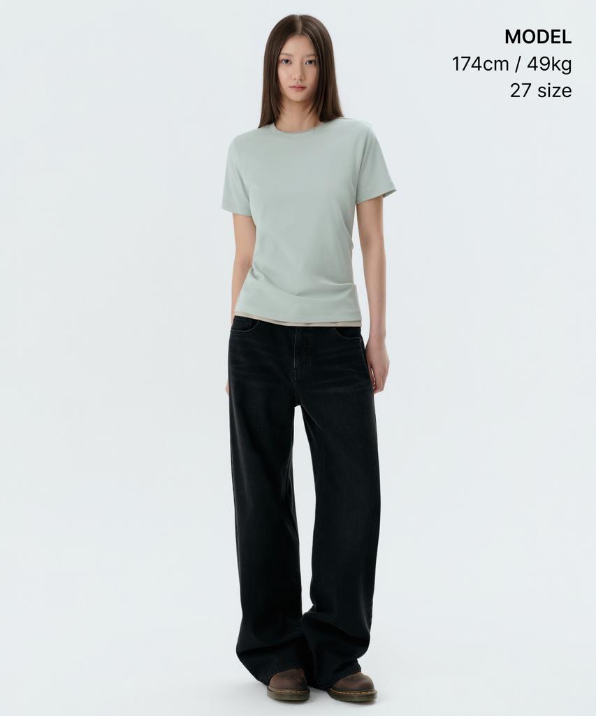 MUSINSA STANDARD WOMAN Women'S Essential Wide Denim Pants [Washed Black]
