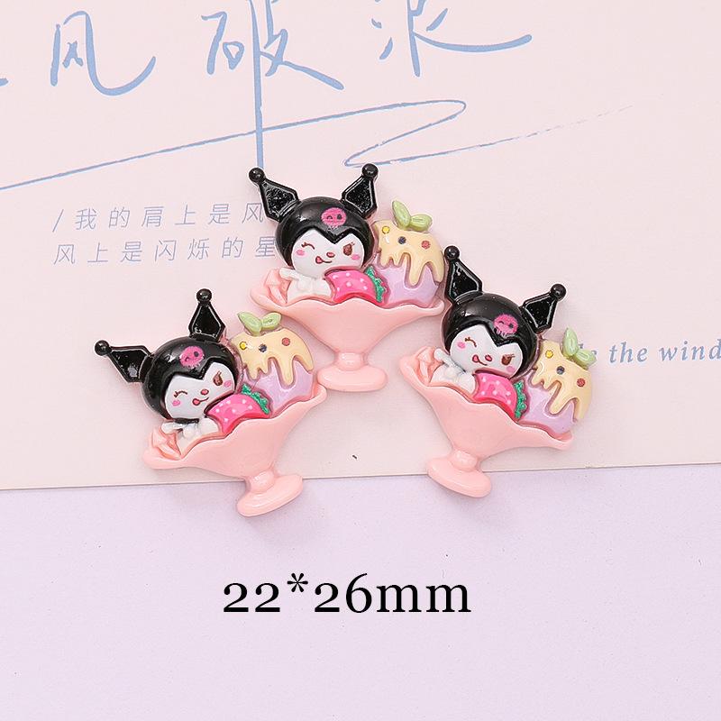 10Pcs Kawai Bright Surface Cat Dessert Ice Cream Series Resin Flat Back Scrapbook Figurine Diy Bow Decor Accessories Crafts A3