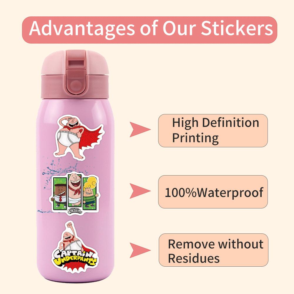 55 Captain Underpants Doodle Stickers Decorate Notebook Suitcase Cartoon Stickers