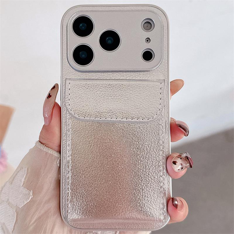 iPhone 17 Pro Max Lychee Pattern Card Holder Case, Fits Apple 11/12/13/14/15/16