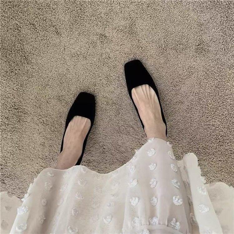 High Heels Women's 2025 Autumn New Suede Versatile Black Professional Work Shoes Pointed Thick Heel Not Tired Feet Single Shoes