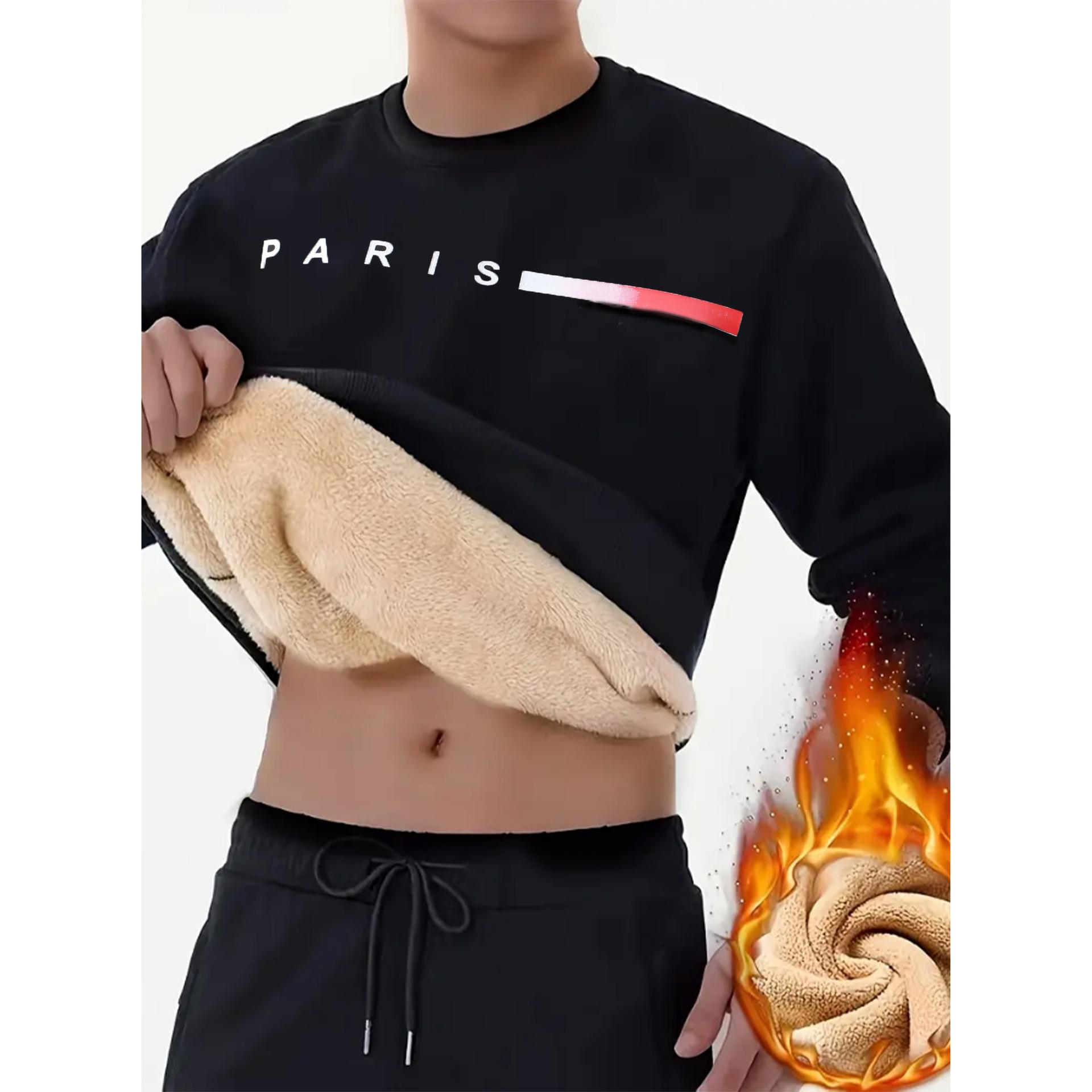 

Зимние толстовки мужские толстые флисовые свитера сохраняющие тепло нижнее белье повседневные однотонные овечьи шерсти с круглым вырезом утолщенные термотопы Yasheng S чёрный