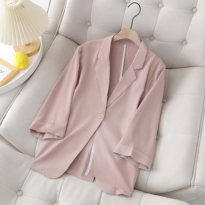 Hochwertiger Blazer in Übergröße: Alterslos Schlanke Passform, Siebenärmel, Street Style für Frühling/Sommer - Damen 200 Jin