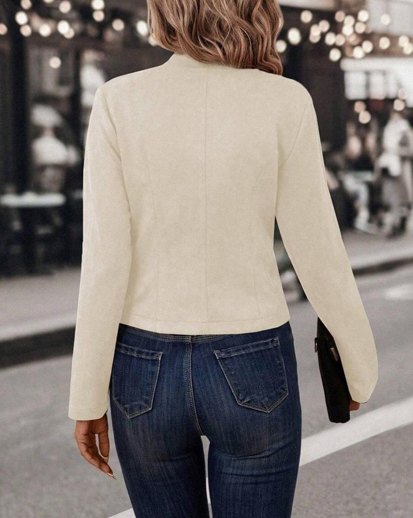 Retro Suede Double-Breasted Jacket with Decorative Buttons