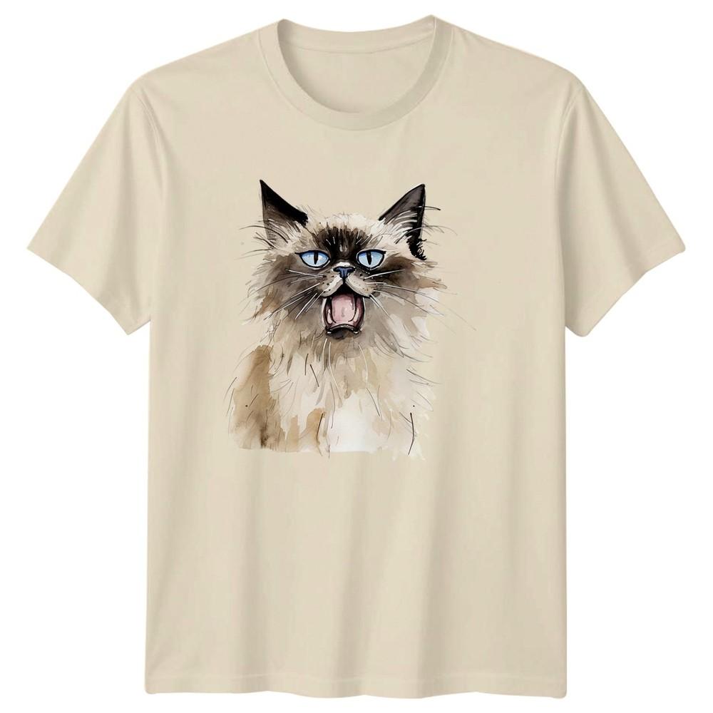 Meowing Siamese Cat Watercolor TShirt Funny Cat Gift For Him And Her