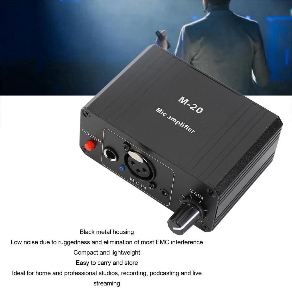 High Gain Microphone Preamp with 48V Phantom XLR and Low Noise for Dynamic and Condenser Microphones Power, Output,