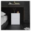 White Bedside Cabinet 40 Cm 2 Drawers Large Bedside Table For Bedroom