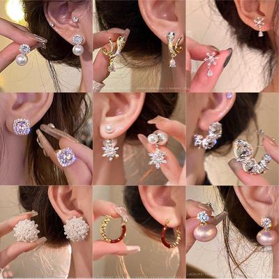 S925 Silver Needle Zircon Earrings: Exquisite, Versatile, High-End Studs for Women, Light Luxury Style, Internet Celebrity Favorite