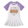 Sommer Cartoon Raglan Colorblock Kleid: Süßes Mädchen-Kleid mit Faltenrock und Rüschen
