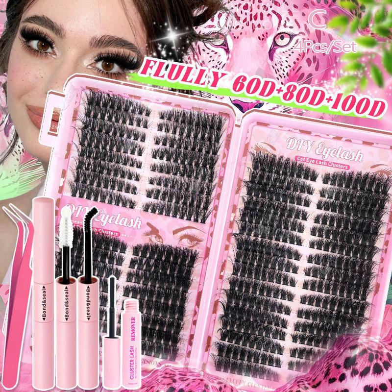 Kit de Herramientas de Maquillaje con Pegamento y Pinzas para Mezclar Pestañas Postizas tipo Racimo Extensión de Pestañas Diy para Pestañas Set de Pestañas Impermeables Gruesas