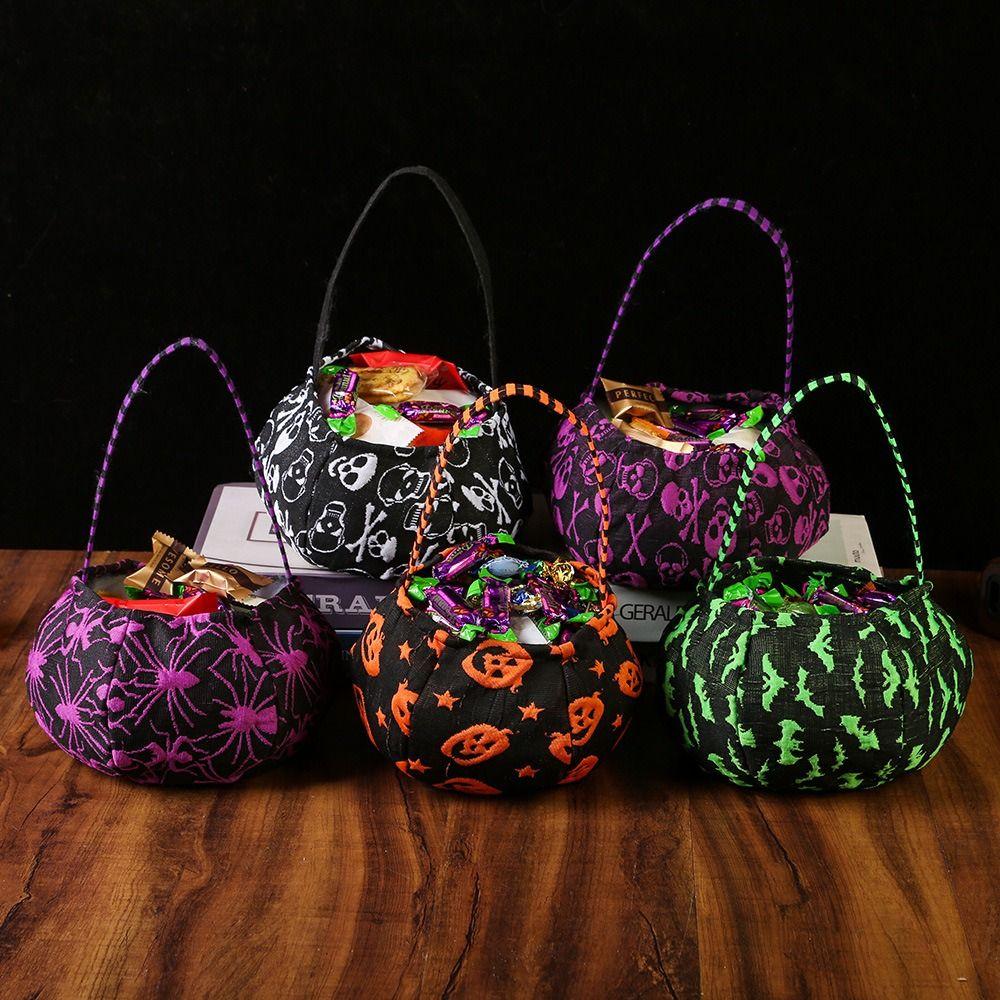 Gifts Pouch Halloween Candy Bag Cloth Stuffed Cotton Tote Bags Kawaii Pumpkin Candy Bucket  Gift