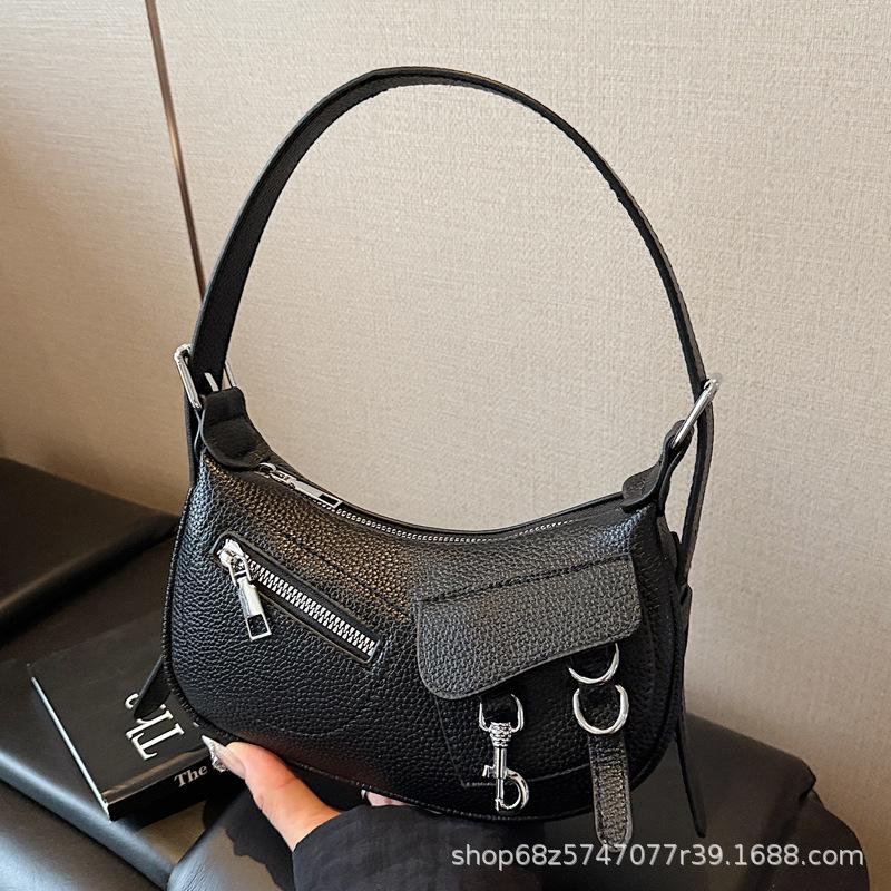 Niche punk style underarm bag women's 2025 new high-end texture crescent bag retro versatile shoulder messenger bag