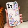 Sakura Floral Print Diamond Frame Clear Case For iPhone 16E 16 15 Pro Max 14 Pro 13 12 11 Anti-Fall Soft Silicone Shockproof Phone Cover
