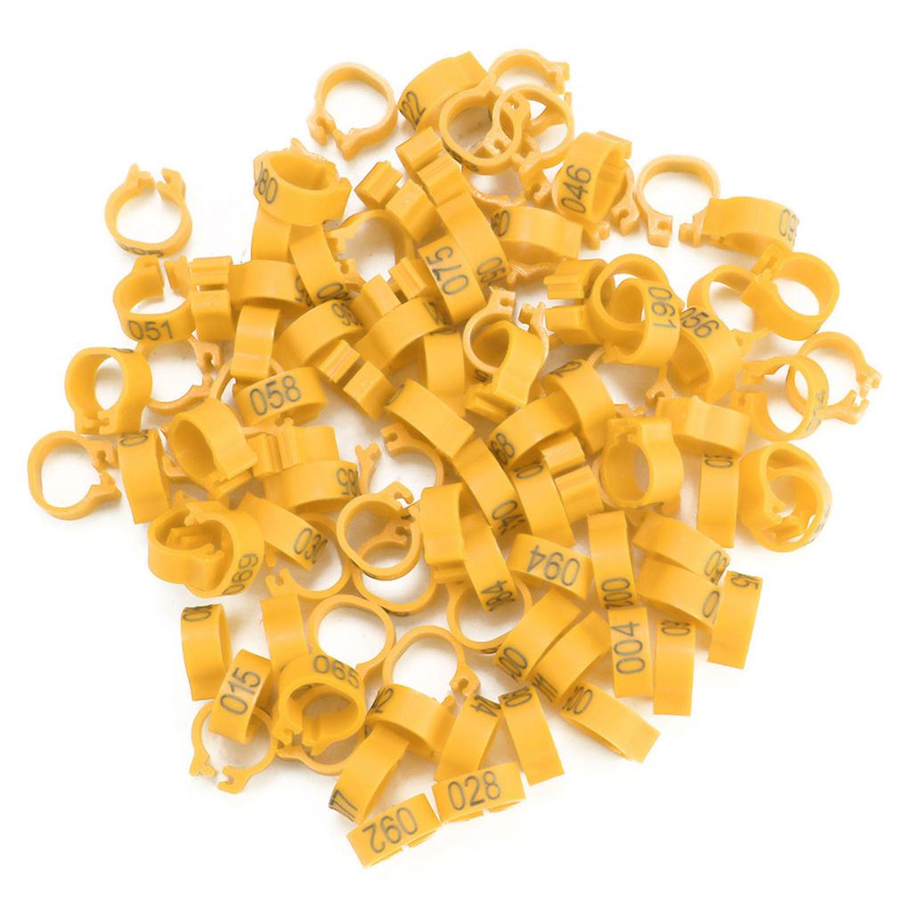 100PCS Bag 8MM 001 100 Numbered Plastic Letter Pigeon Bird Leg Bands Rings