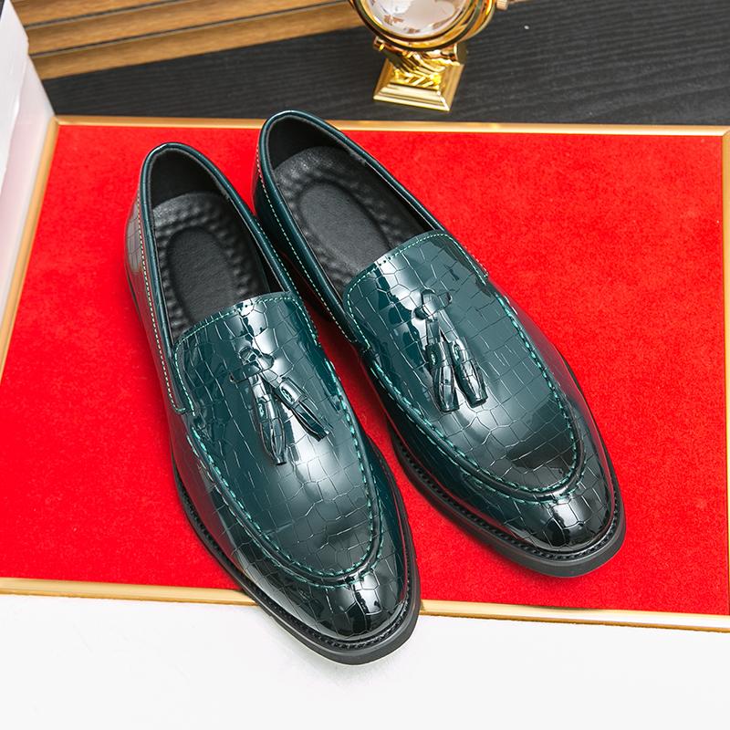 

Новые модные пенни-лоферы с кисточками из кожи, простые, с острым носком, без застежек, для делового костюма, повседневные, для вечеринок и свадеб, для мужчин 38 зелёный