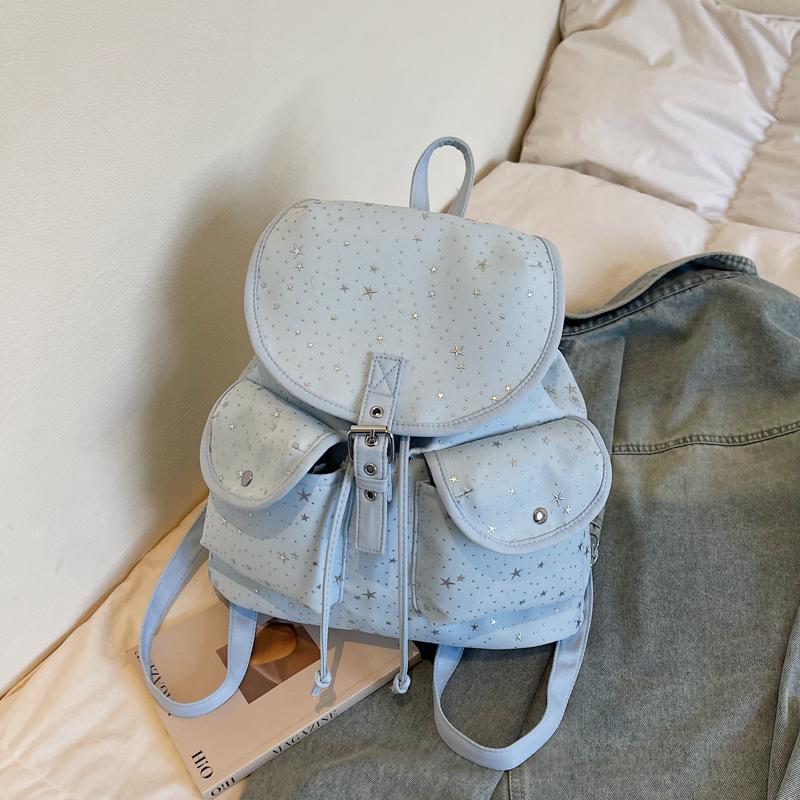 2026 Early Spring New Casual Large Capacity Backpacks Starry Sky String High Quality Denim Designer Style Backpacks for Women