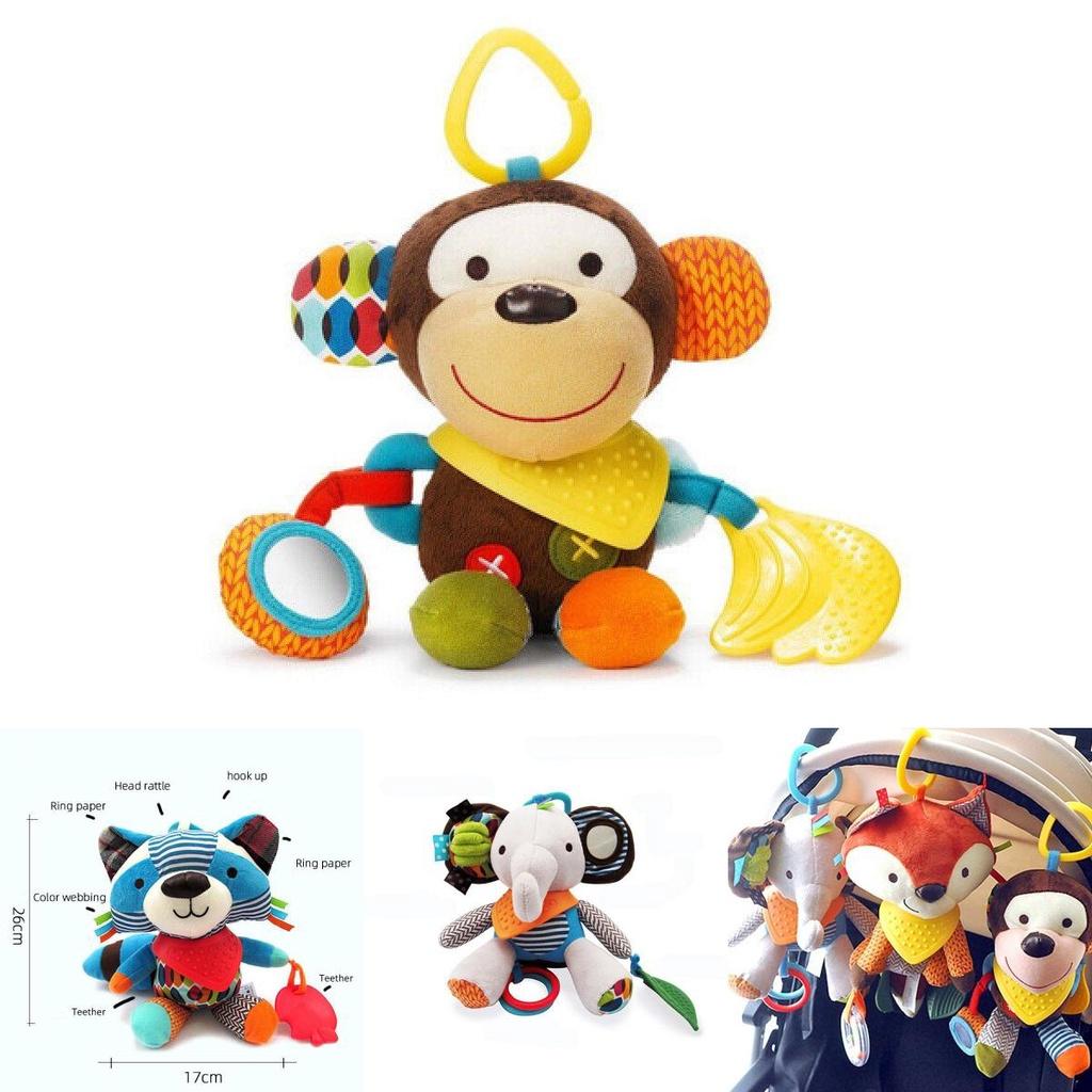 Soft And Colorful Plush Stuffed Toy For Infants With Multiple Textures And Teether For Sensory Play