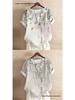 Women's Summer Retro Print Loose Cotton-Linen Short Sleeve Casual T-Shirt
