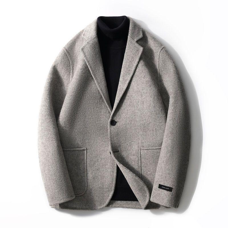 Men's Business Casual Woolen Lapel Coat - Autumn/Winter Trendy Outerwear, Thickened European American Fashion Jacket.