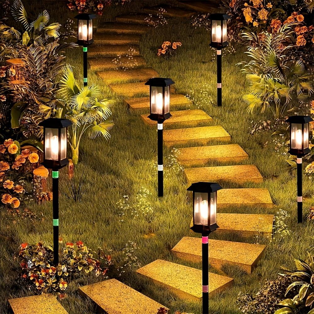 2PCS Solar Landscape Street Lights, Intelligent Light Control, Garden Ambiance Lighting