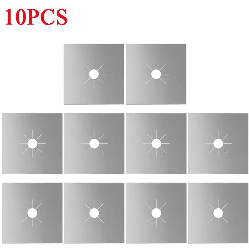 1/4/10/12pcs Stove Burner Covers Reusable Non-Stick Cooking Protectors Heat-Resistant Washable Pads Kitchen Cookware Accessories