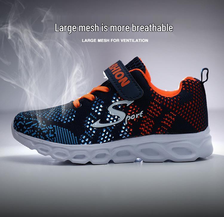 Boys' 2024 Flyknit Breathable Running Shoes - Lightweight, Mesh Design for Kids