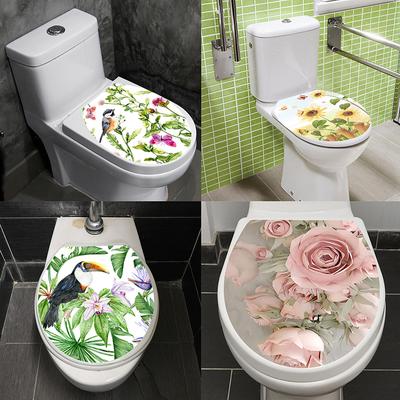 Adesivo per copriwater con piedistallo per WC Adesivo per sgabello per WC Adesivo per comodino Decorazione per la casa Decorazione per il bagno Decalcomanie con stampa 3D a forma di fiore