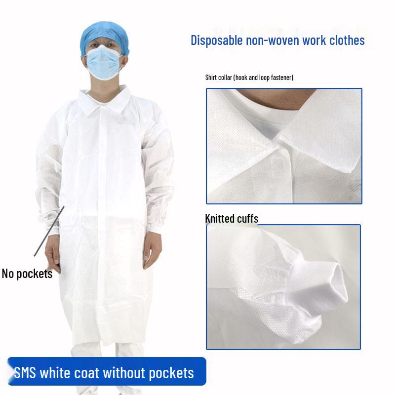 White Disposable Non-woven Lab Coat - Dustproof Isolation Suit for Food, Beauty, and Visitor Safety
