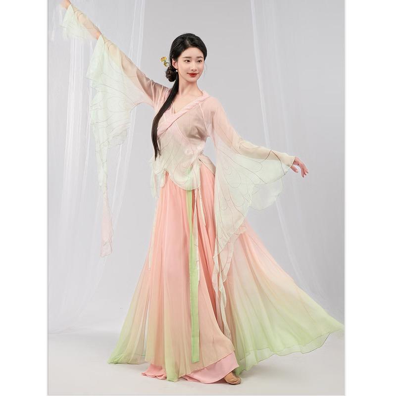 Gradient Butterfly Classical Dance Performance Dress