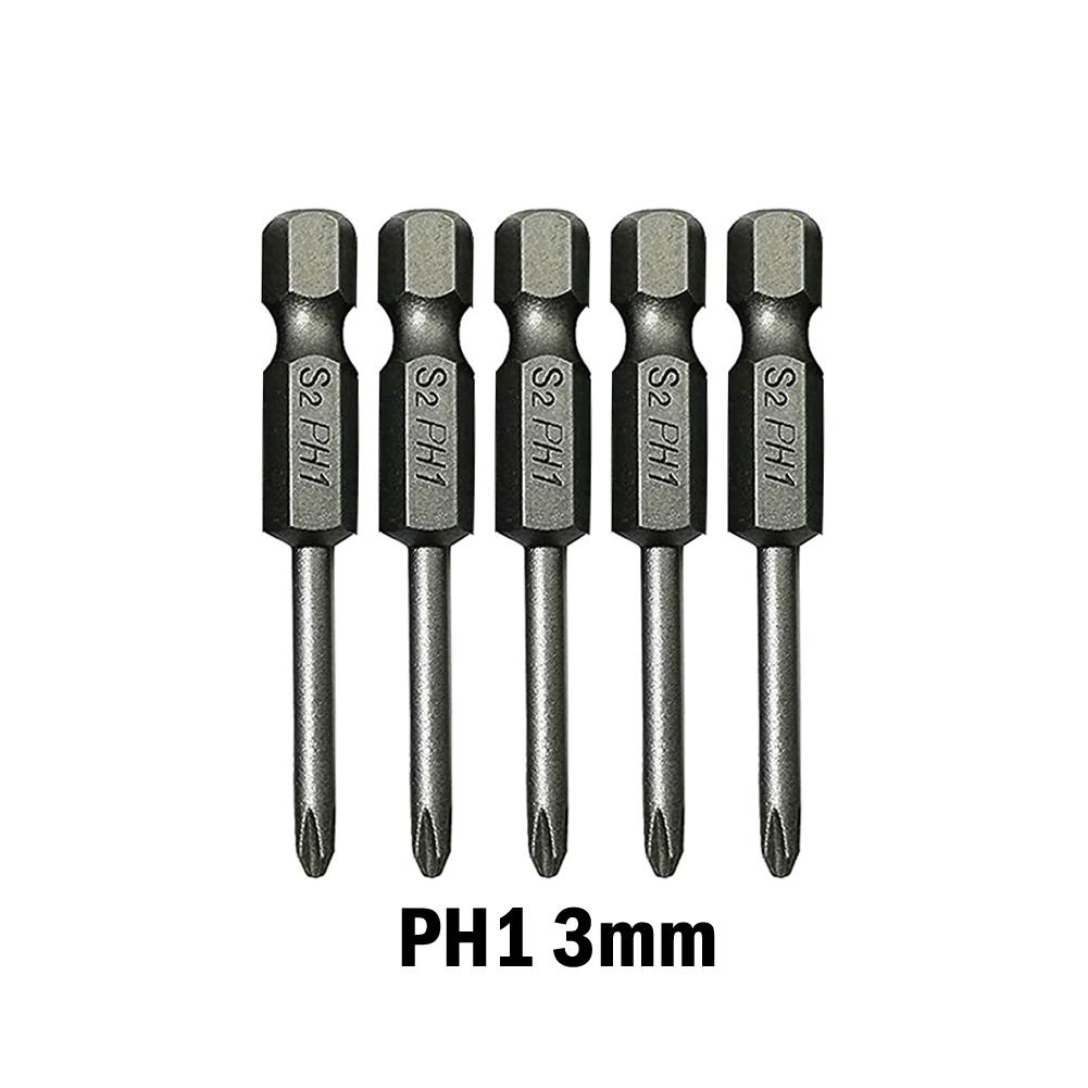 5PCS 6.35mm Hex Shank 50mm Tip Magnetic Cross Head Electric Screwdriver Bit Power Tool Parts PH00 PH1 PH2 For Small Appliances