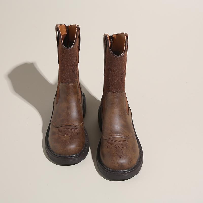 Lady Boots Boots-Women Shoes  Leather Ankle Cowboy Retro White Ankle Boots Denim Women's Shoes Boots-Women Low Cowboy