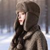 Polyester Trapper Ear Flap Hat Windproof Thick Plush Winter Hat Warm Ushanka Hat Unisex