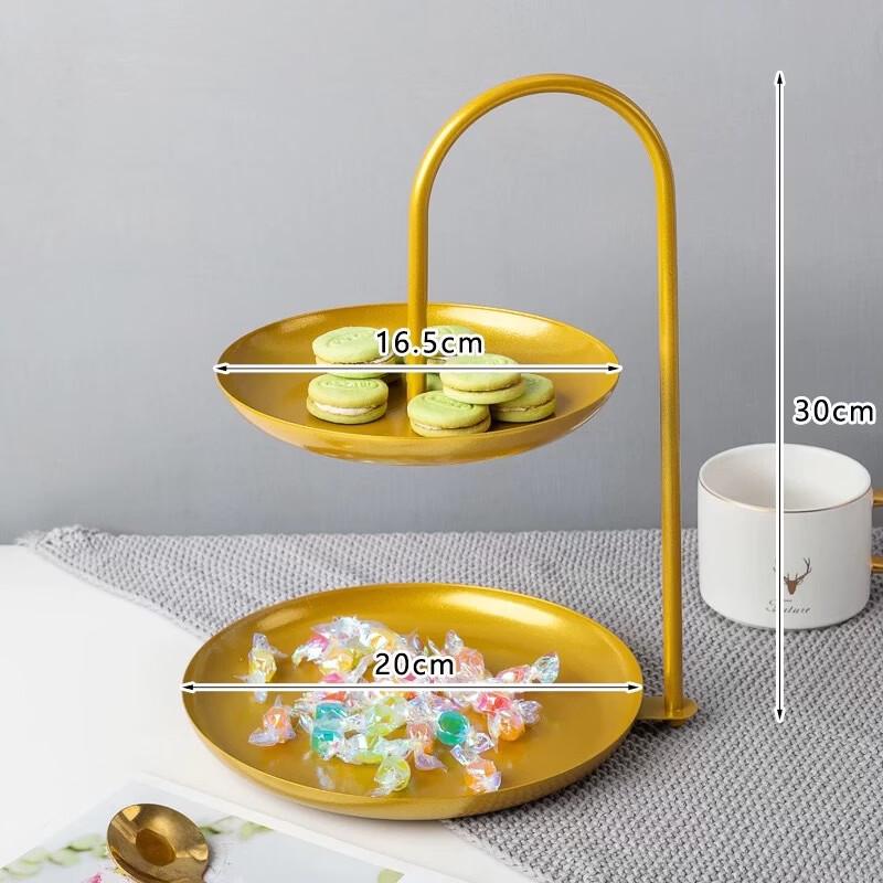 ZISIZ Light Luxury 2-Tier Round Metal Fruit Candy Plate