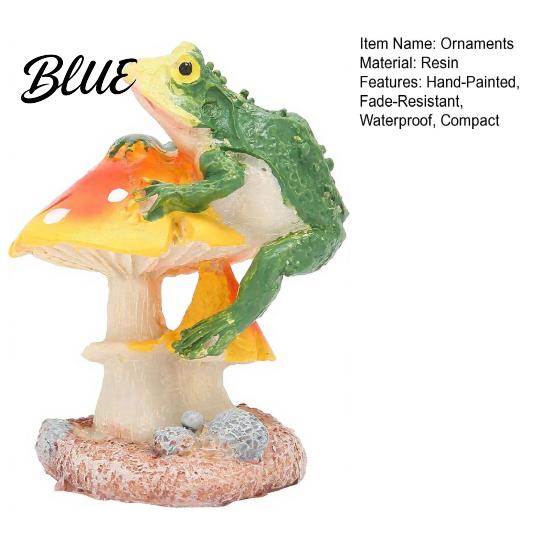 DIY Fairy Garden Accessories Resin Frog On Mushrooms Figurine Micro Landscape Bonsai Ornament Small Ornaments for Moss Waterproof Miniature