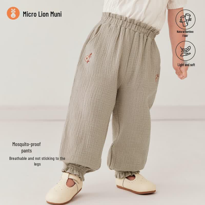 Baby Girl Pleated Anti-Mosquito Cuffed Pants 90