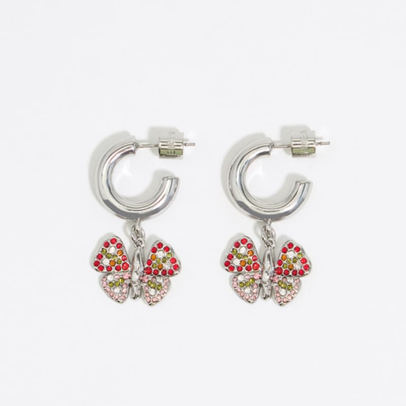 

BIMBA Y LOLA Butterfly Hoop Earrings_B255AIW031SIF Silver_FREE