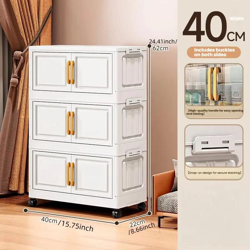 Double-door Living Room Storage Cabinet Folding Floor-standing Storage Box No Installation Required Simple Storage Cabinet