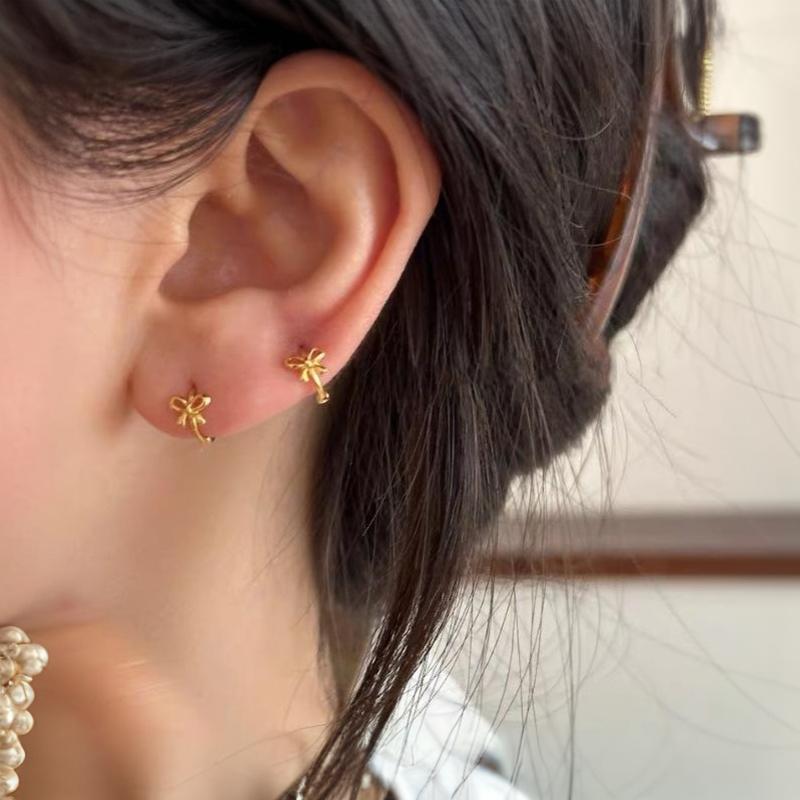 Dainty Mini Bow Hoop Earrings With Hypoallergenic Material Silver Gold Colors Perfect For Daily Wear Date Nights Gifting