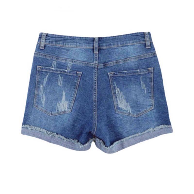 New Women's Stars Print Ripped Denim Shorts, Summer Street Style Distressed Jeans Shorts with Embroidered Detail for Casual Fashion Look